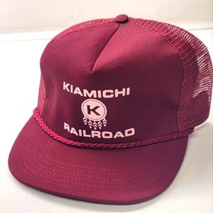 Vintage KIAMICHI Railroad Trucker Hat Cap USA maroon snapback